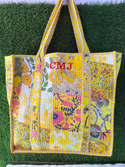 Handmade Quilted Block Print Fabrics | Premium Cotton & Needle Foam Patch tote