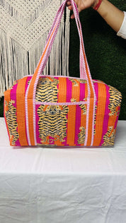 Handblock Printed Duffle Bag – Large (18” x 9” x 9”) | Premium Needle Foam & Fine Outer Fabric