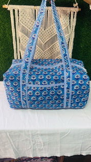 Handblock Printed Duffle Bag – Large (18” x 9” x 9”) | Premium Needle Foam & Fine Outer Fabric