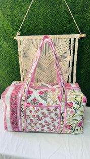 Handmade Printed Quilted Duffle Bag