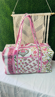 Handmade Printed Quilted Duffle Bag