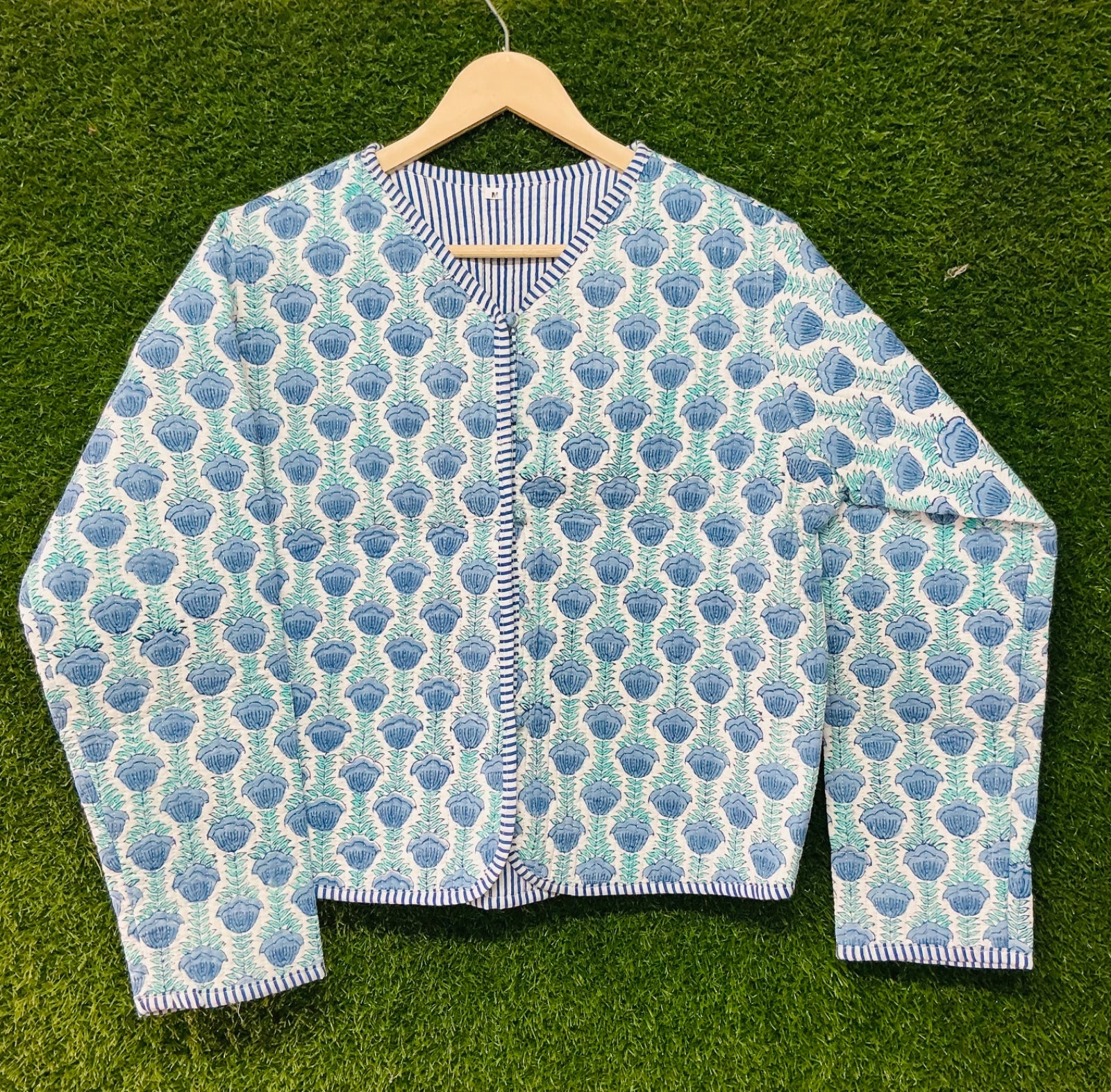 Cotton Women's Quilted Jacket Block Printed Boho Style Quilted Handmade Jackets, Coat Holidays Gifts Button Closer Jacket for Women Gifts