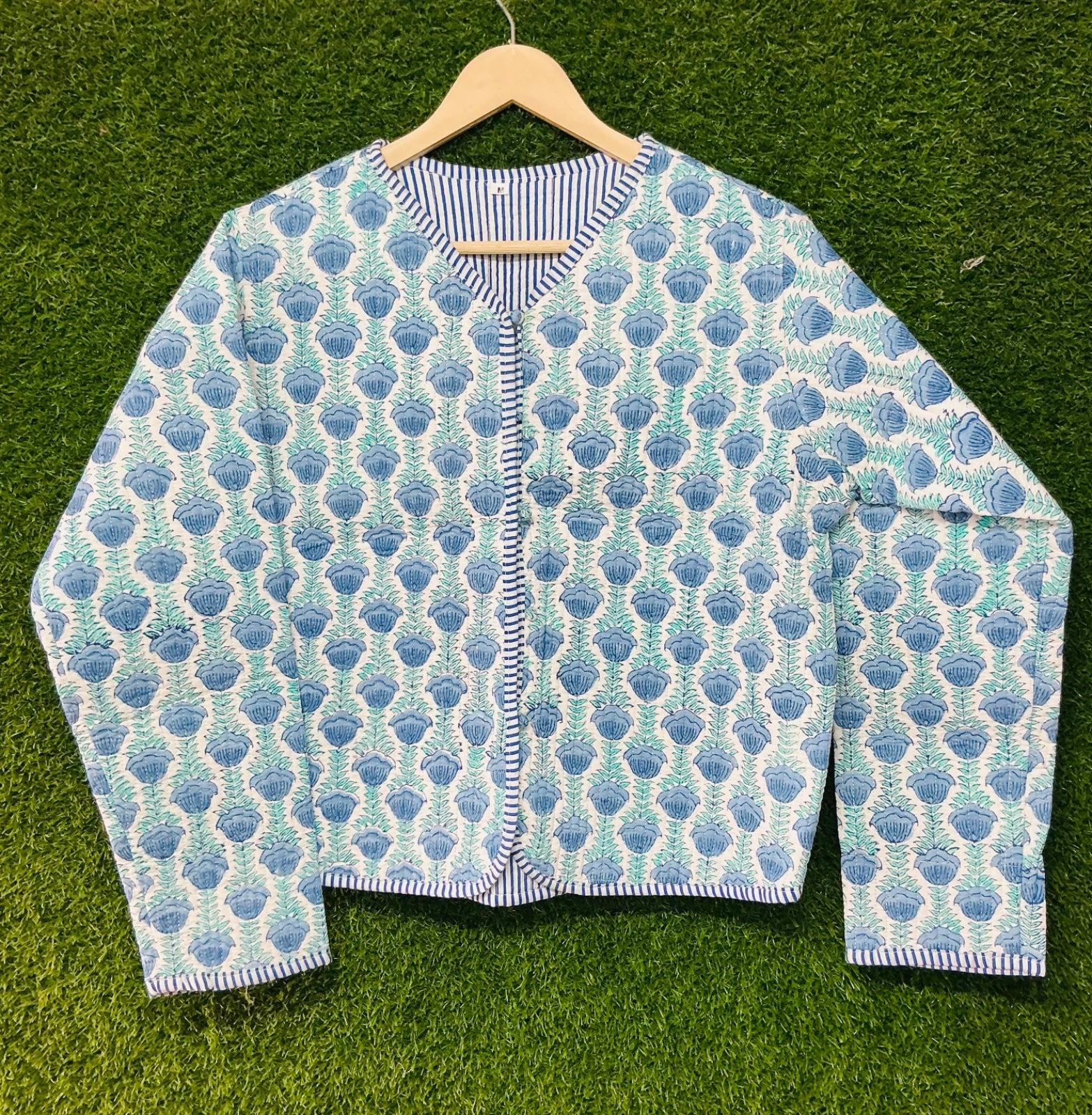 Cotton Women's Quilted Jacket Block Printed Boho Style Quilted Handmade Jackets, Coat Holidays Gifts Button Closer Jacket for Women Gifts