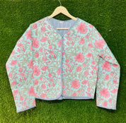 Block Print Handmade Indian Cotton Quilted Jacket