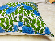 Cushion Vintage Floral Cotton Raffle Cushion Covers Bohemian Throw Pillows Handprinted Boho Trim Sofa Bed Pillow Cover Indian Cushion Case