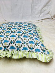 Ruffled Pillow Covers |Indian Frill Pillow Shams | Cotton Pillow Cases | Block print Cushions |Throw Pillow Cover | Boho Bedding Pillows