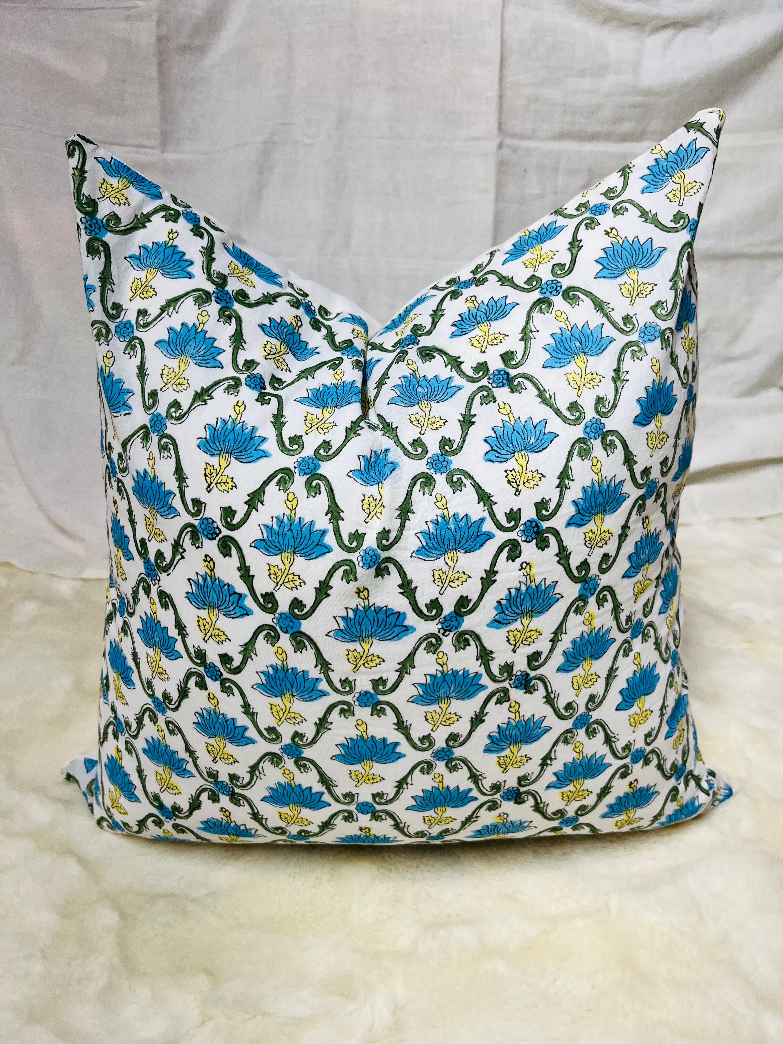 Ruffled Pillow Covers |Indian Frill Pillow Shams | Cotton Pillow Cases | Block print Cushions |Throw Pillow Cover | Boho Bedding Pillows