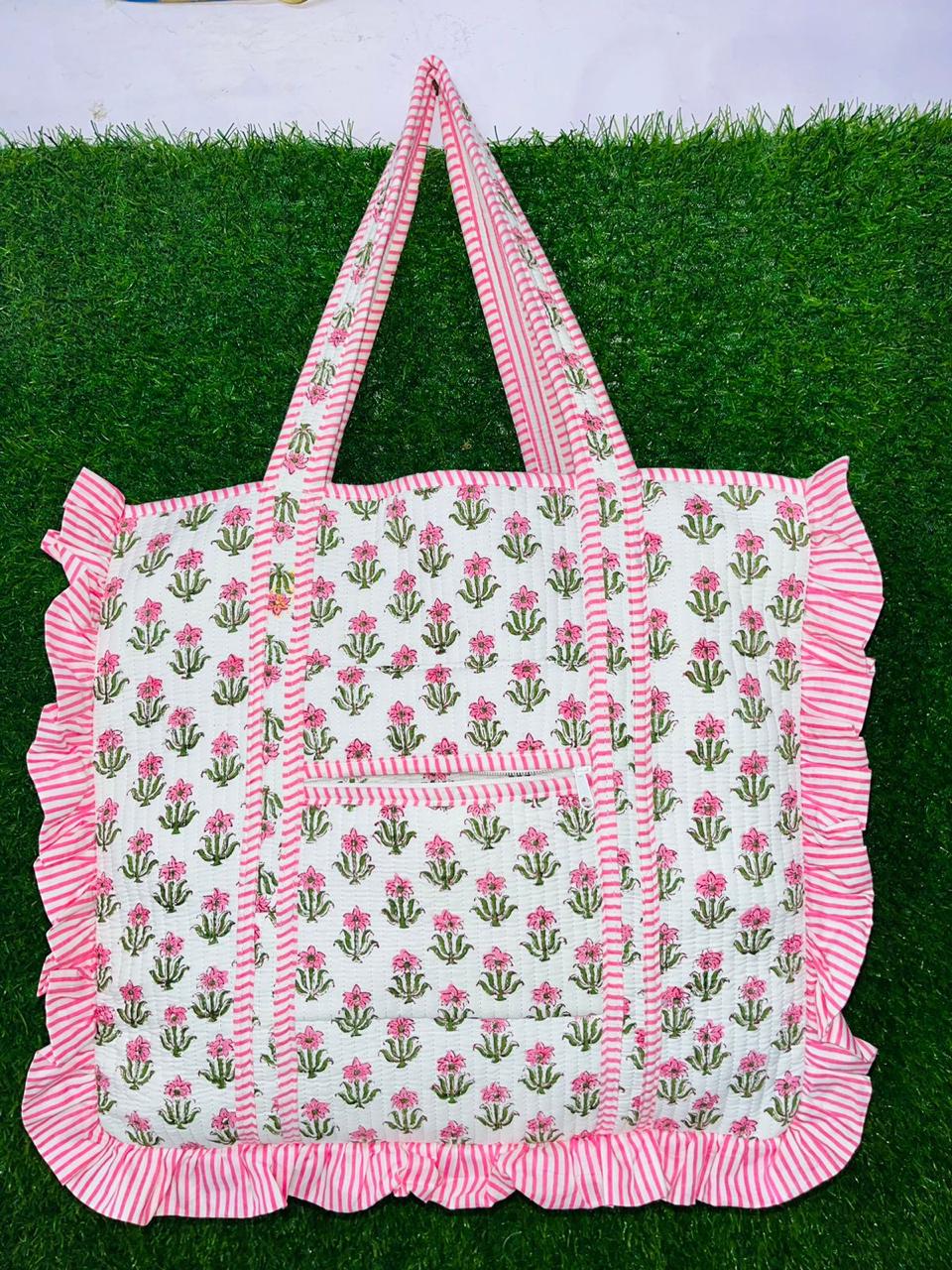 Ruffle Tote Bag Large Boho Floral bags