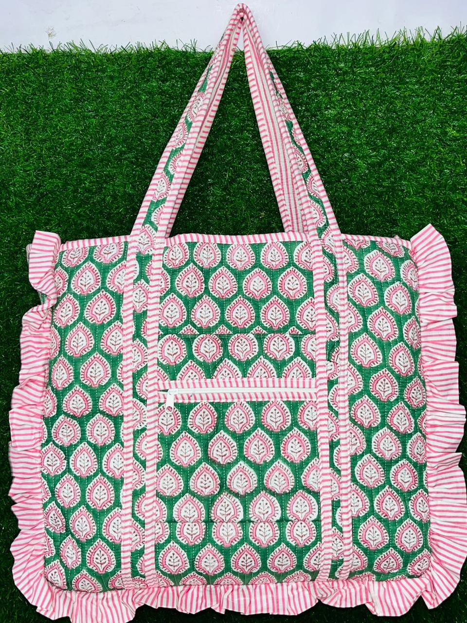 Ruffle Tote Bag Large Boho Floral Shopping Bags, Beach Bag,