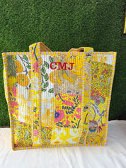 Handmade Quilted Block Print Fabrics | Premium Cotton & Needle Foam Patch tote