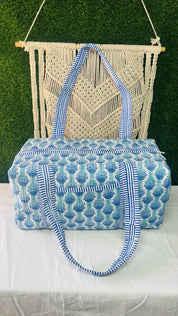 Handblock Printed Quilted Duffle Bag