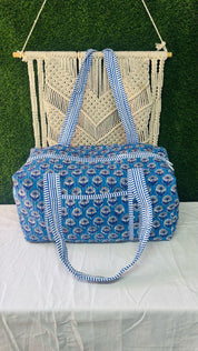 Handblock Printed Duffle Bag – Large (18” x 9” x 9”) | Premium Needle Foam & Fine Outer Fabric