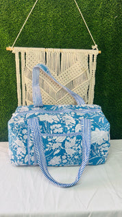 Handblock Printed Quilted Duffle Bag