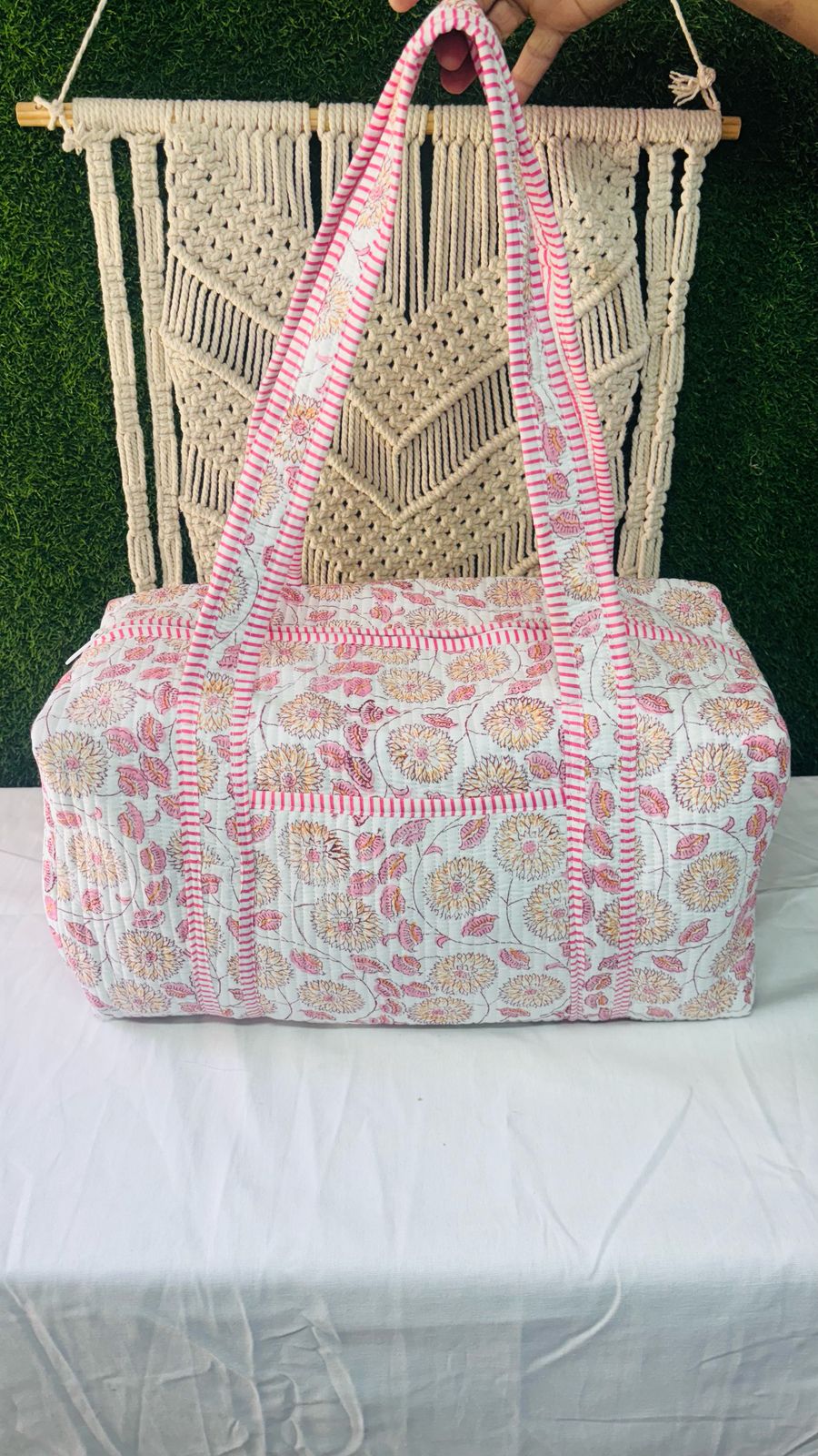 Handblock Printed Duffle Bag