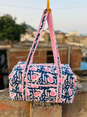 Handblock Printed Duffle Bag – Large (18” x 9” x 9”) | Premium Needle Foam & Fine Outer Fabric