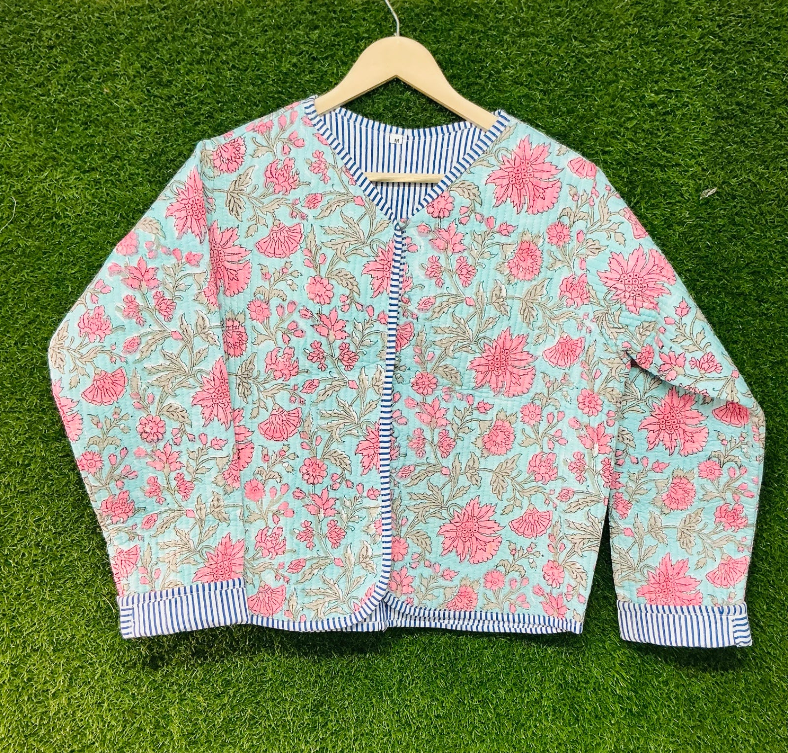 Block Print Handmade Indian Cotton Quilted Jacket