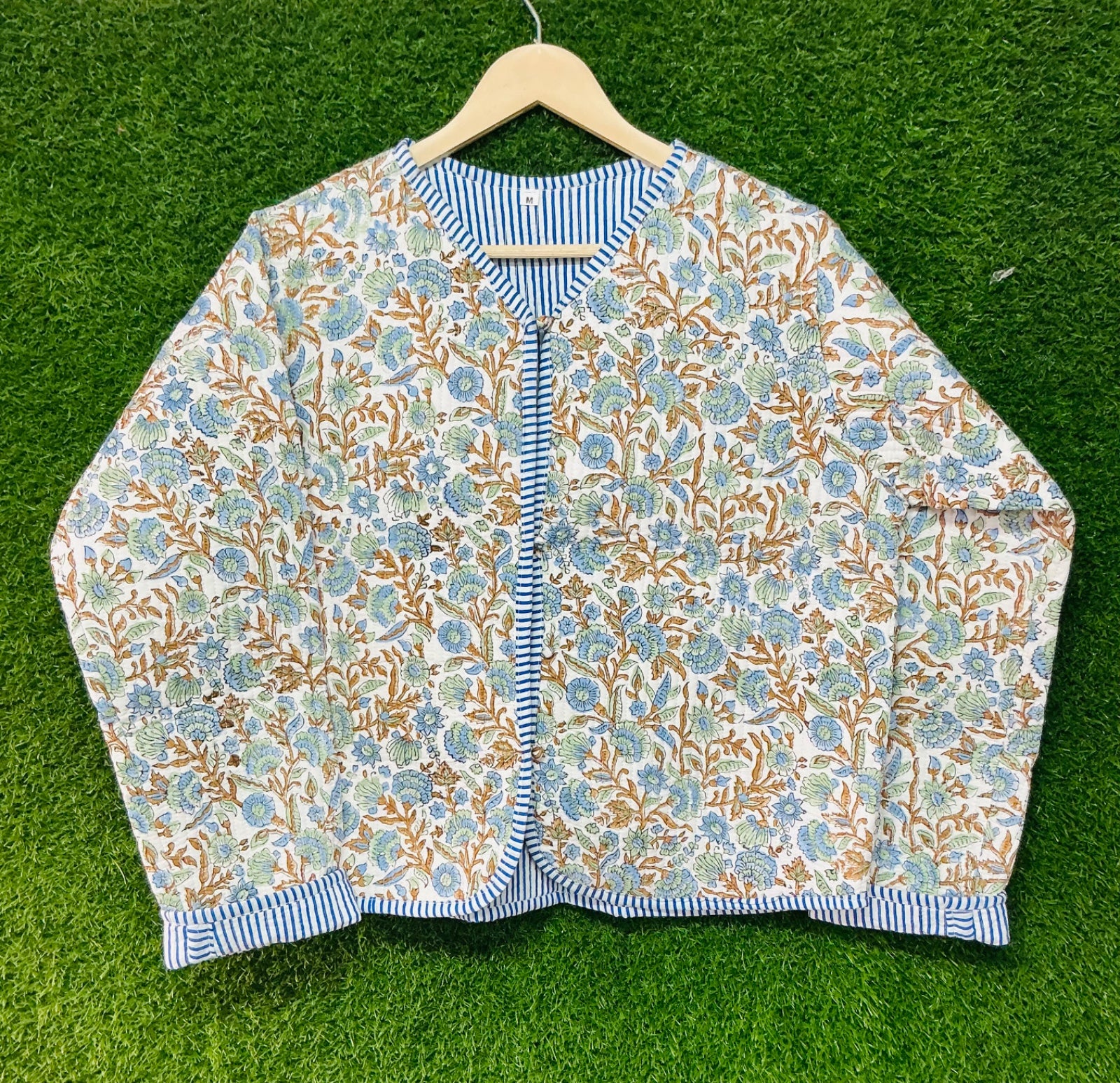 Block Print Handmade Indian Cotton Quilted Jacket