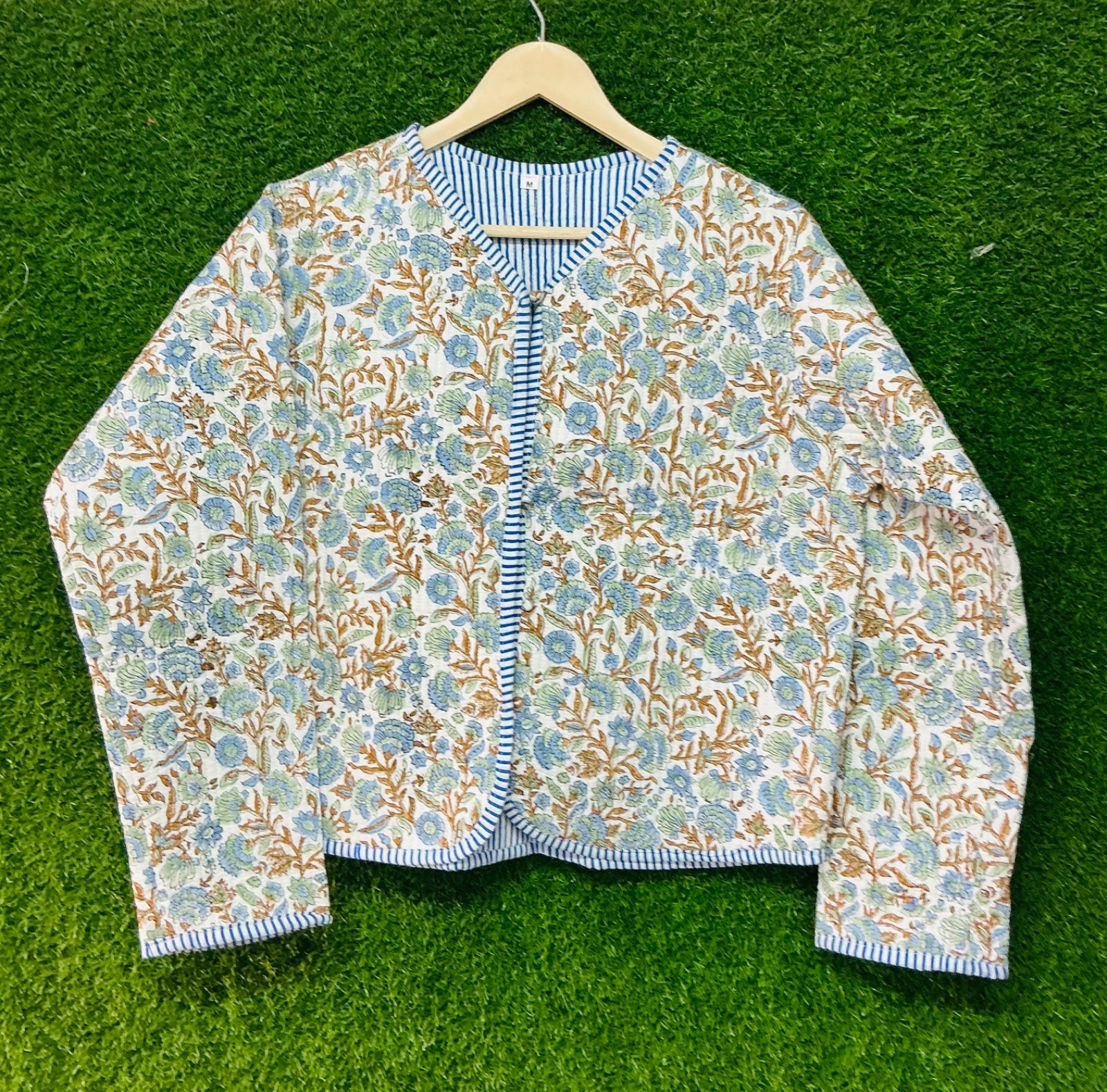 Block Print Handmade Indian Cotton Quilted Jacket