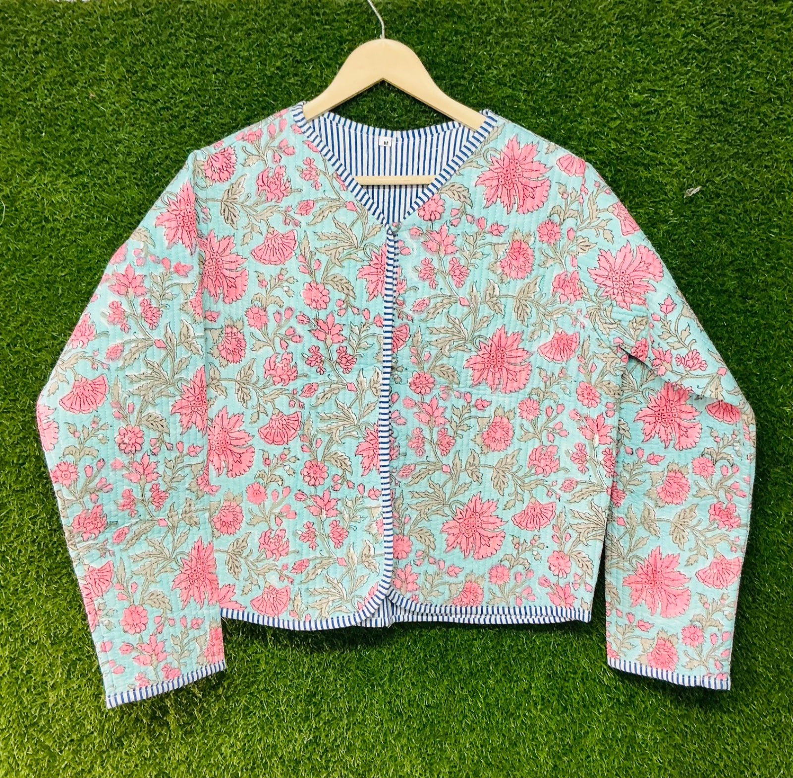 Block Print Handmade Indian Cotton Quilted Jacket