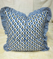 Ruffled Pillow Covers |Indian Frill Pillow Shams | Cotton Pillow Cases | Block print Cushions |Throw Pillow Cover | Boho Bedding Pillows