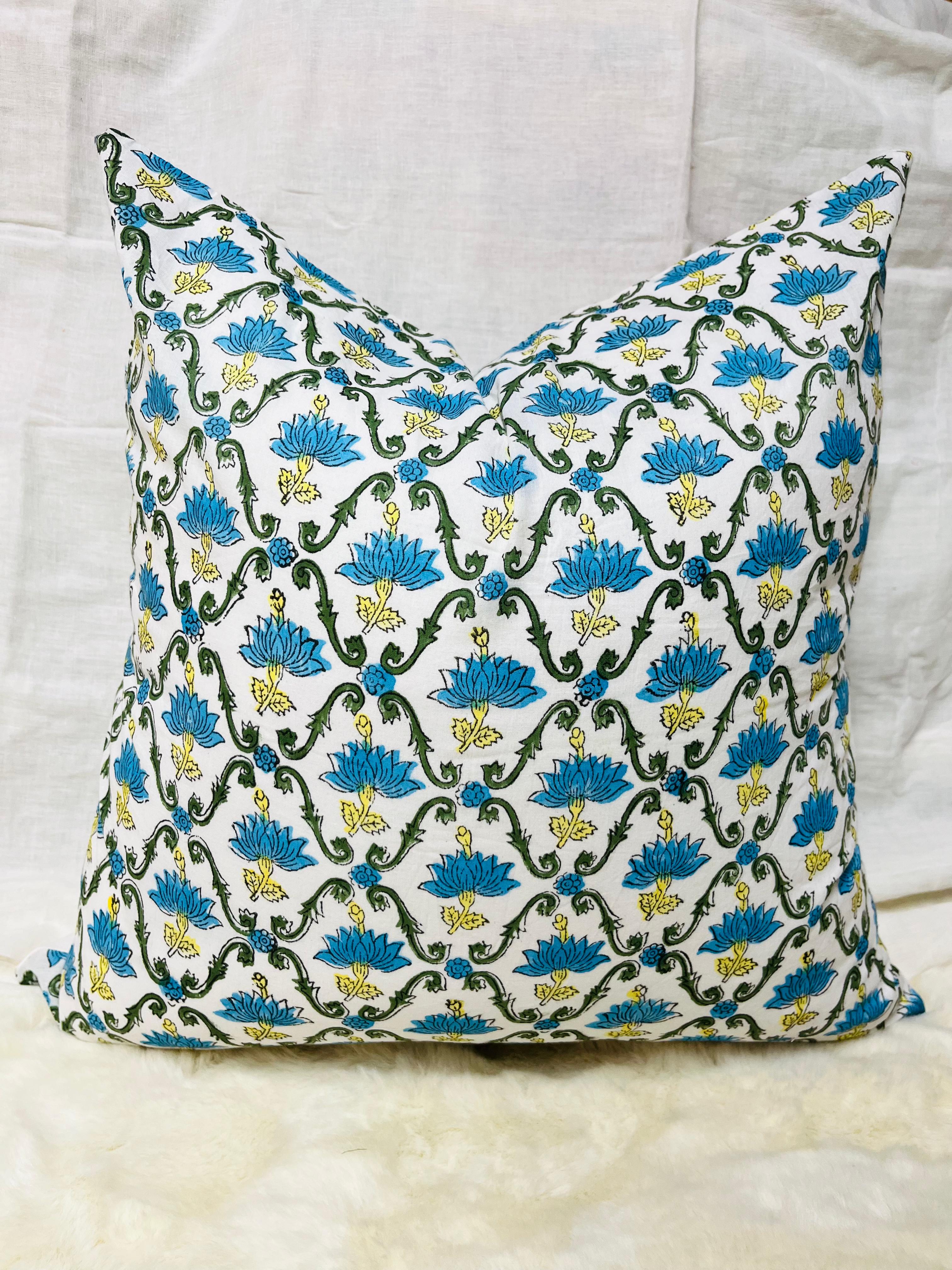 Ruffled Pillow Covers |Indian Frill Pillow Shams | Cotton Pillow Cases | Block print Cushions |Throw Pillow Cover | Boho Bedding Pillows