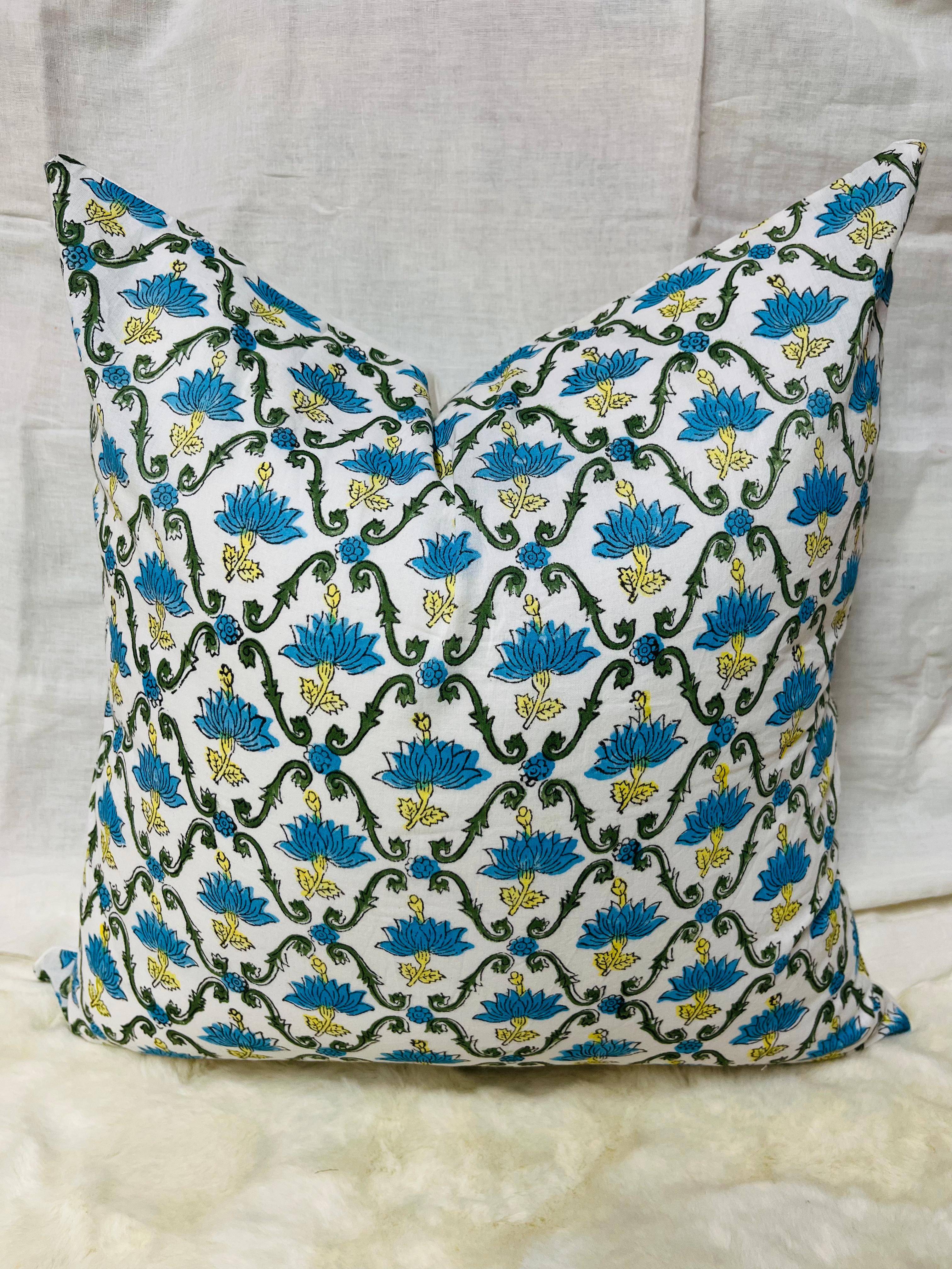 Ruffled Pillow Covers |Indian Frill Pillow Shams | Cotton Pillow Cases | Block print Cushions |Throw Pillow Cover | Boho Bedding Pillows