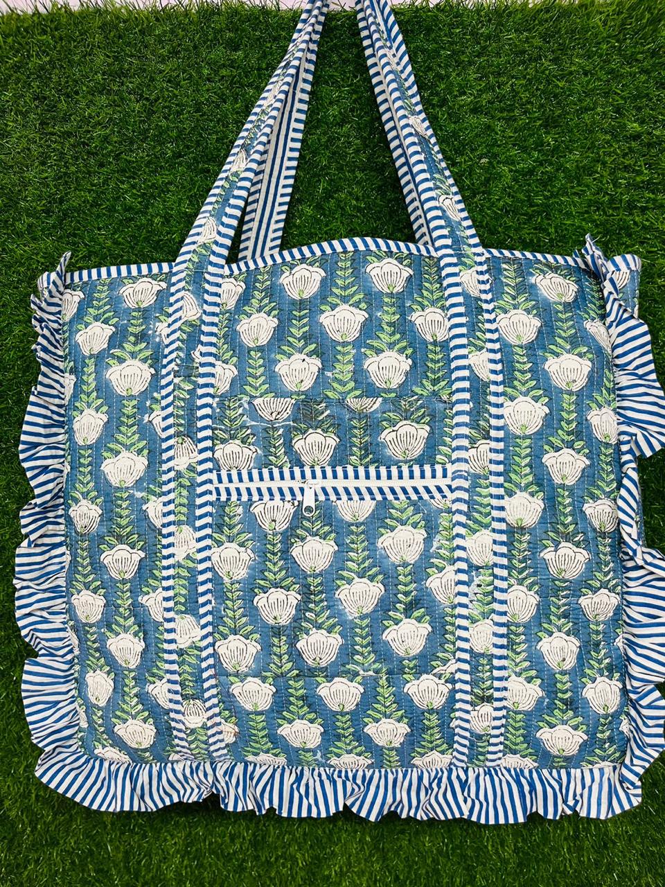 Ruffle Tote Bag Large Boho Floral Shopping Bags, Beach Bag, Travel Tote Bags,